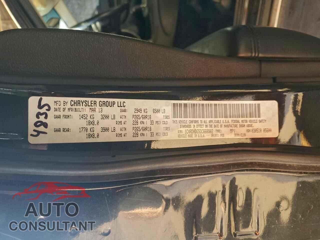 DODGE DURANGO 2013 - 1C4RDHDG5DC668902