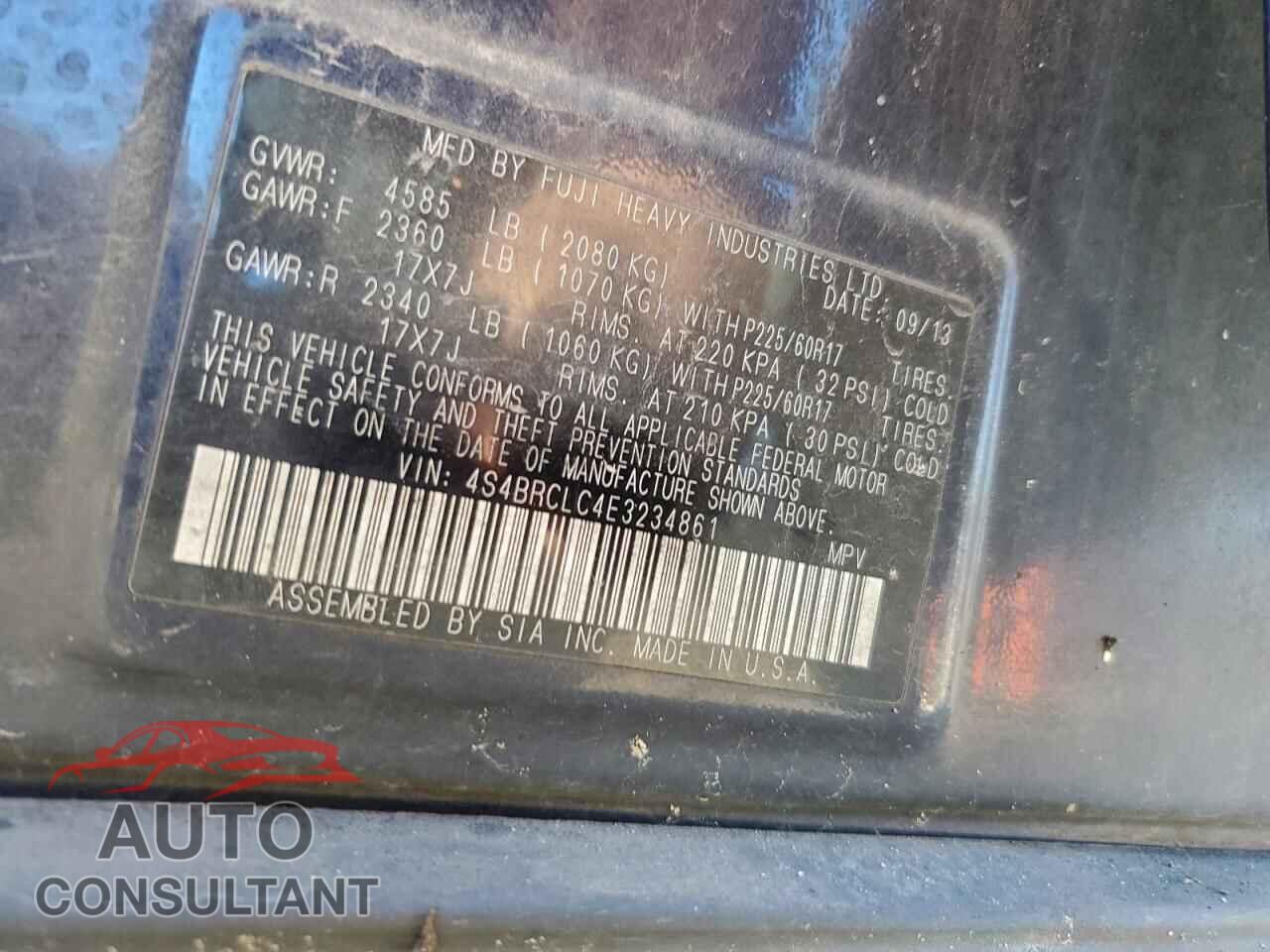 SUBARU OUTBACK 2014 - 4S4BRCLC4E3234861
