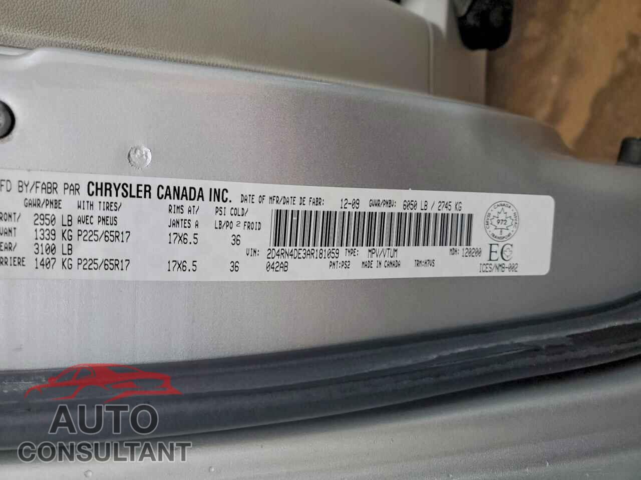 DODGE CARAVAN 2010 - 2D4RN4DE3AR181059