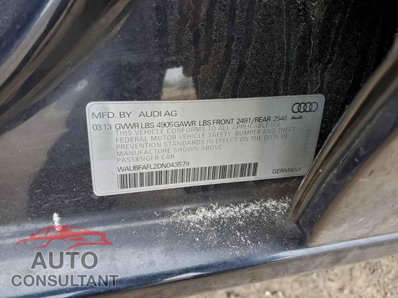 AUDI A4 2013 - WAUBFAFL2DN043579