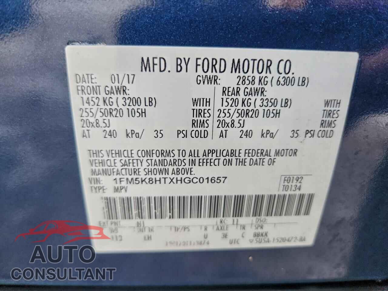FORD EXPLORER 2017 - 1FM5K8HTXHGC01657