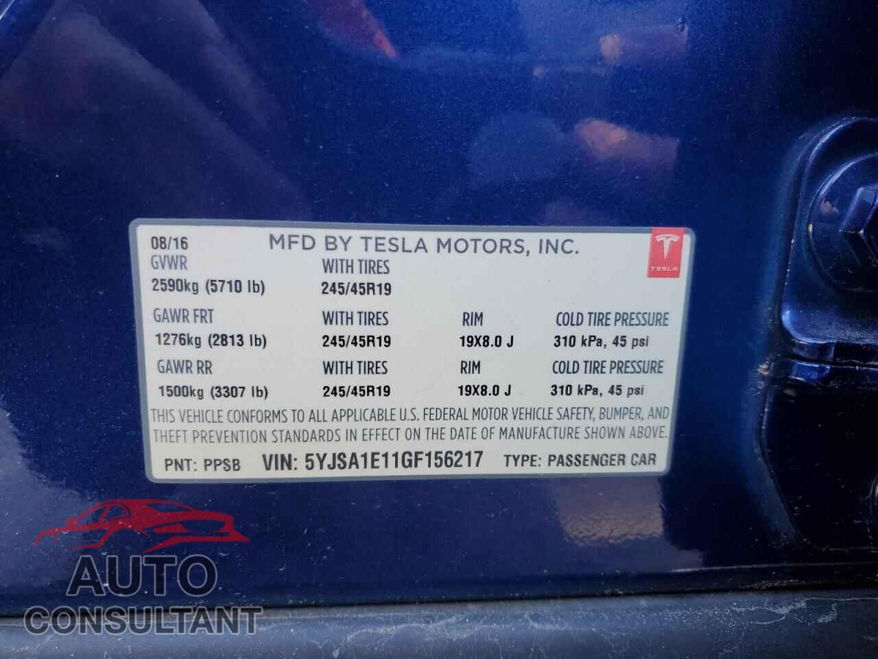 TESLA MODEL S 2016 - 5YJSA1E11GF156217