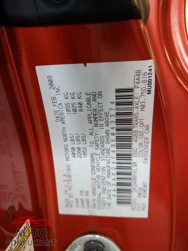 MITSUBISHI ECLIPSE 2009 - 4A3AK24F49E043374