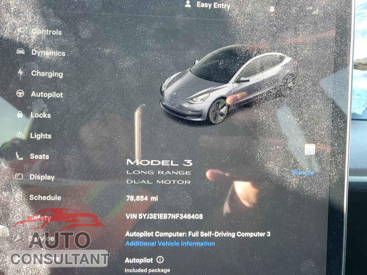 TESLA MODEL 3 2022 - 5YJ3E1EB7NF346408