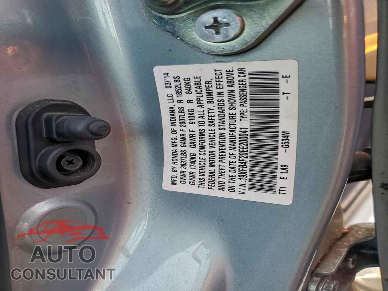 HONDA CIVIC 2014 - 19XFB4F20EE200041
