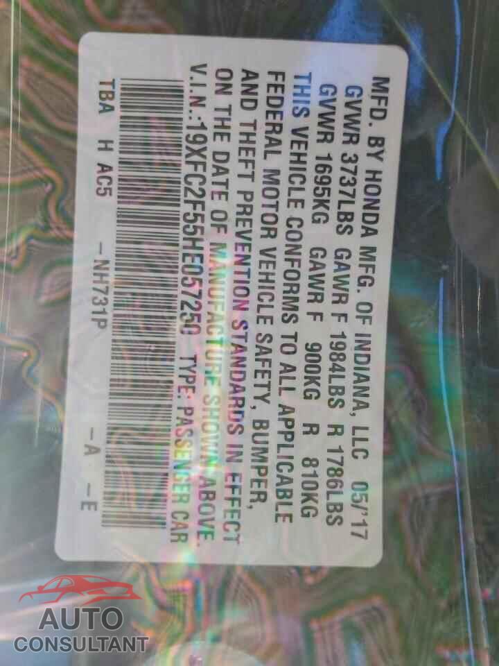 HONDA CIVIC 2017 - 19XFC2F55HE057250