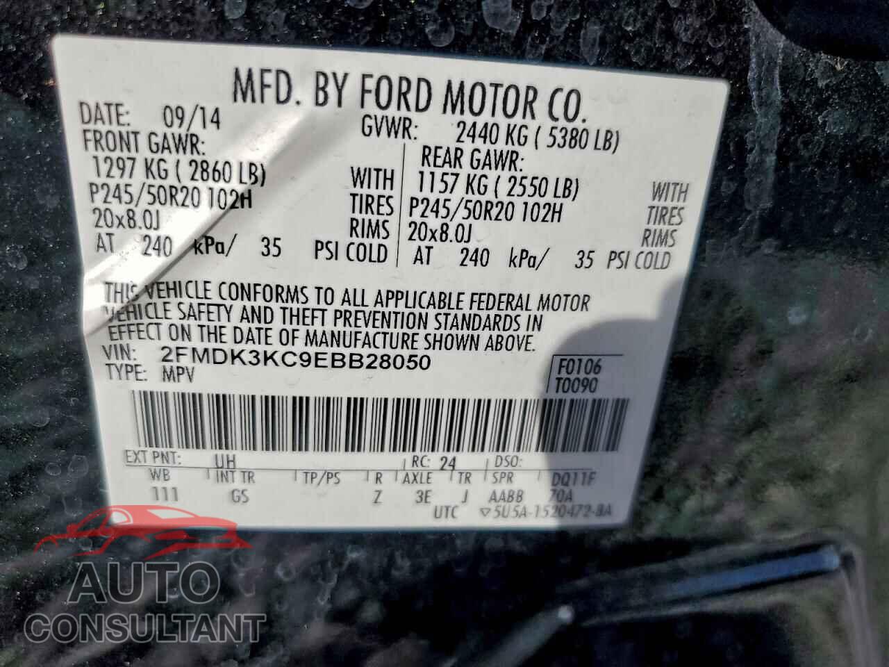 FORD EDGE 2014 - 2FMDK3KC9EBB28050