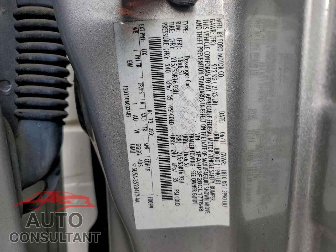FORD FOCUS 2012 - 1FAHP3F28CL177848