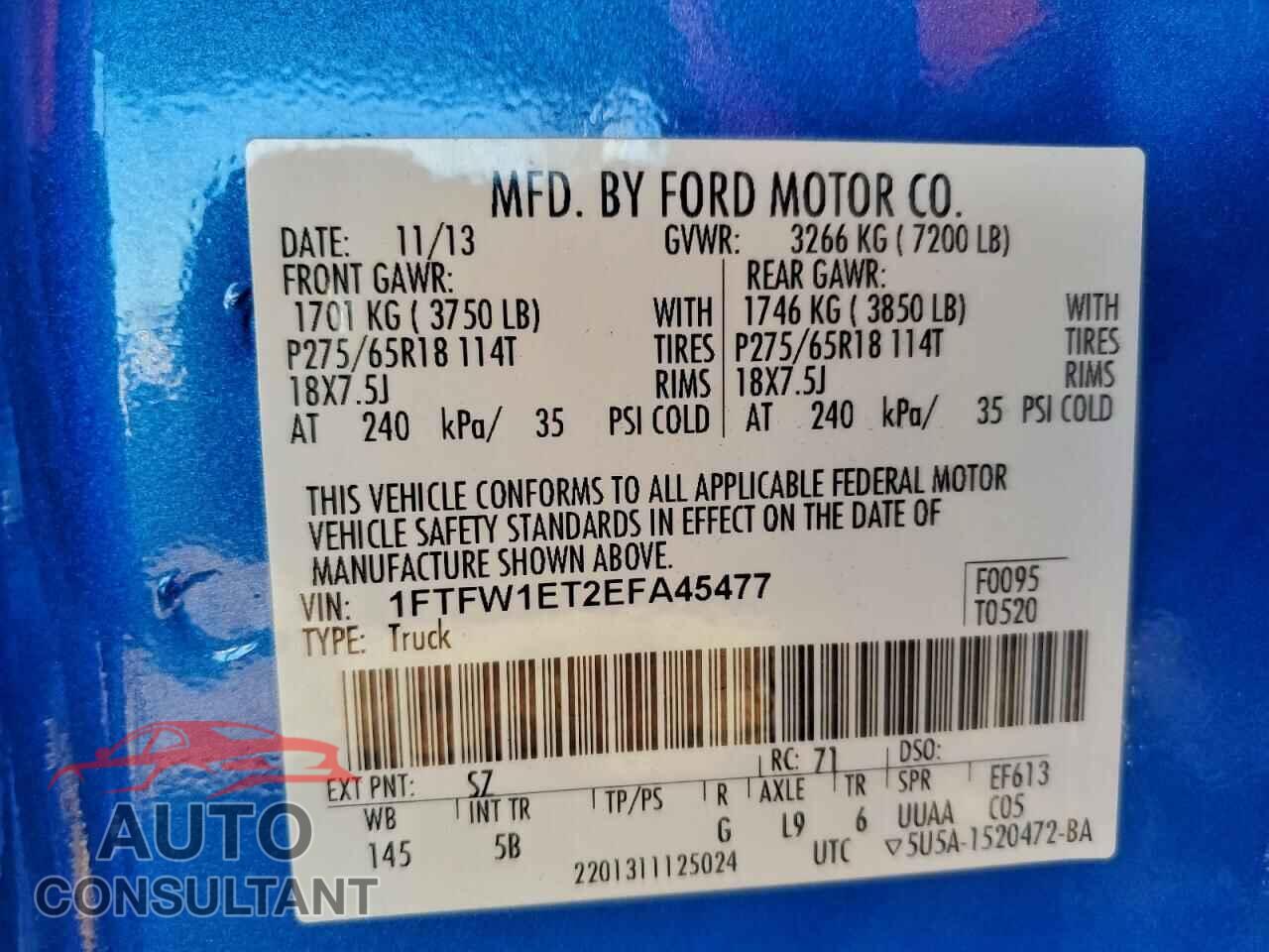 FORD F-150 2014 - 1FTFW1ET2EFA45477