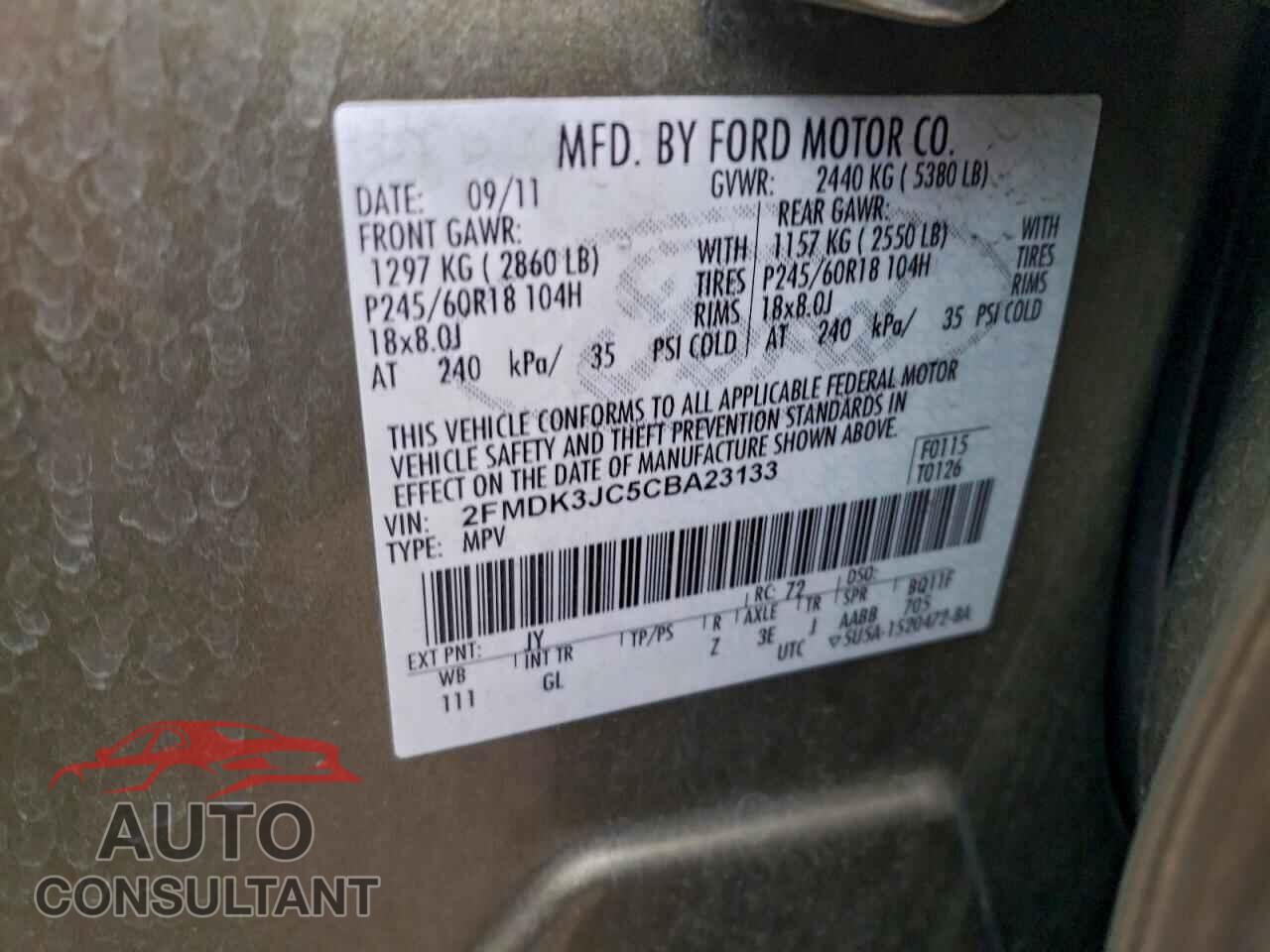 FORD EDGE 2012 - 2FMDK3JC5CBA23133