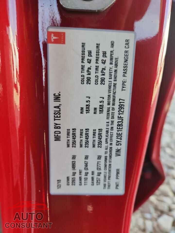 TESLA MODEL 3 2018 - 5YJ3E1EB3JF129917