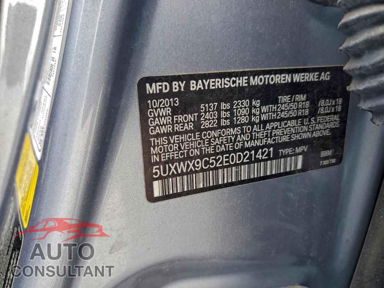 BMW X3 2014 - 5UXWX9C52E0D21421