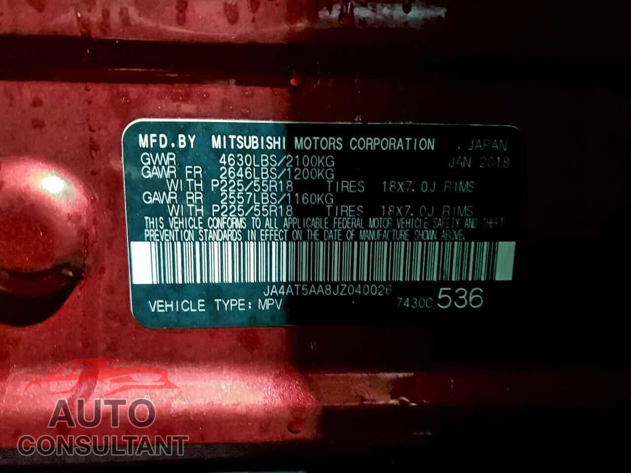MITSUBISHI ECLIPSE 2018 - JA4AT5AA8JZ040026