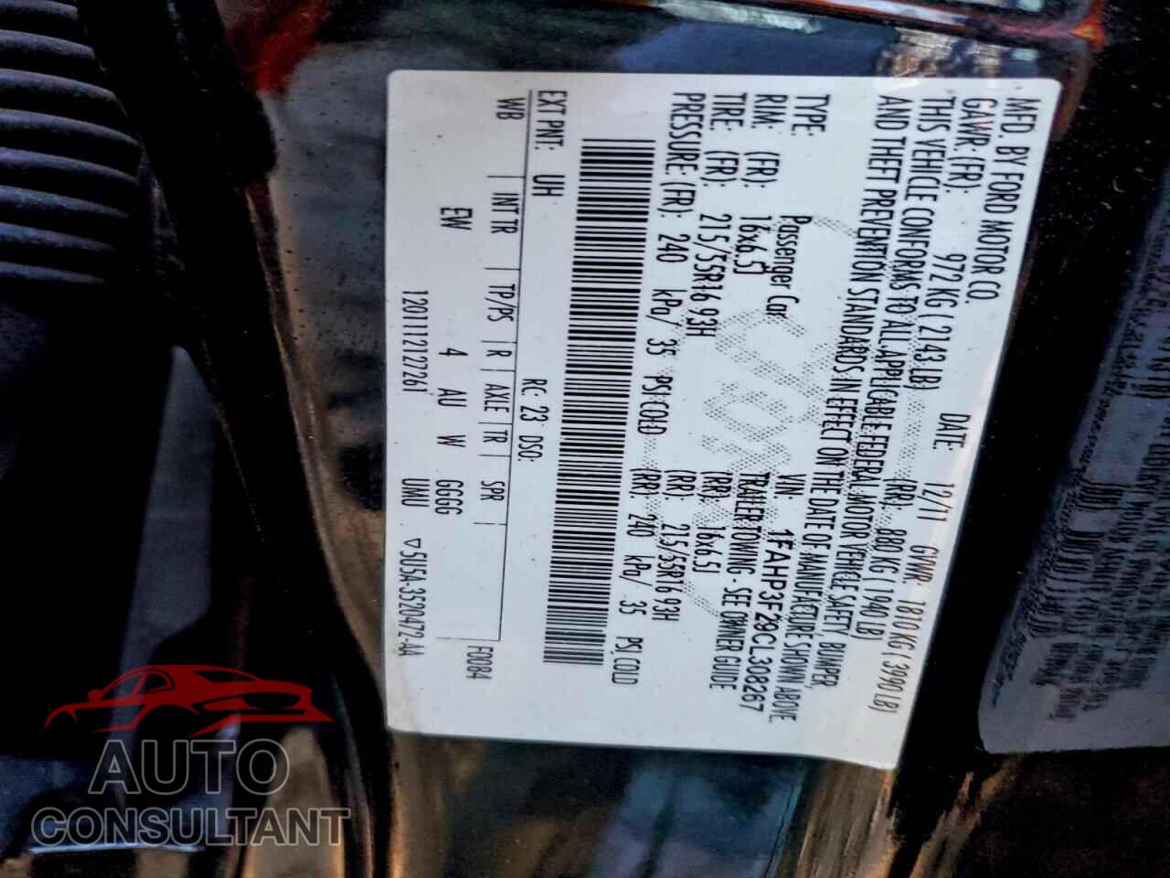 FORD FOCUS 2012 - 1FAHP3F29CL308267
