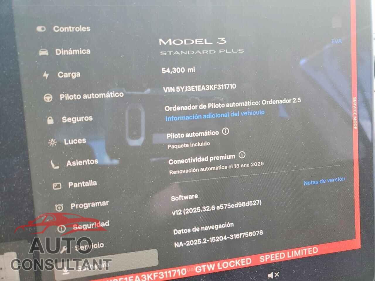 TESLA MODEL 3 2019 - 5YJ3E1EA3KF311710