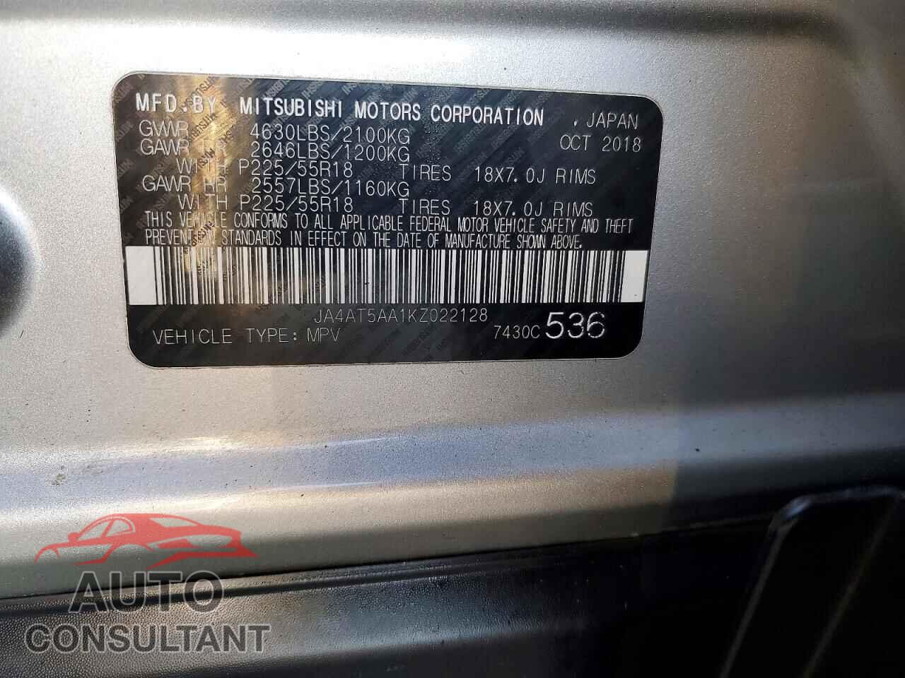 MITSUBISHI ECLIPSE 2019 - JA4AT5AA1KZ022128