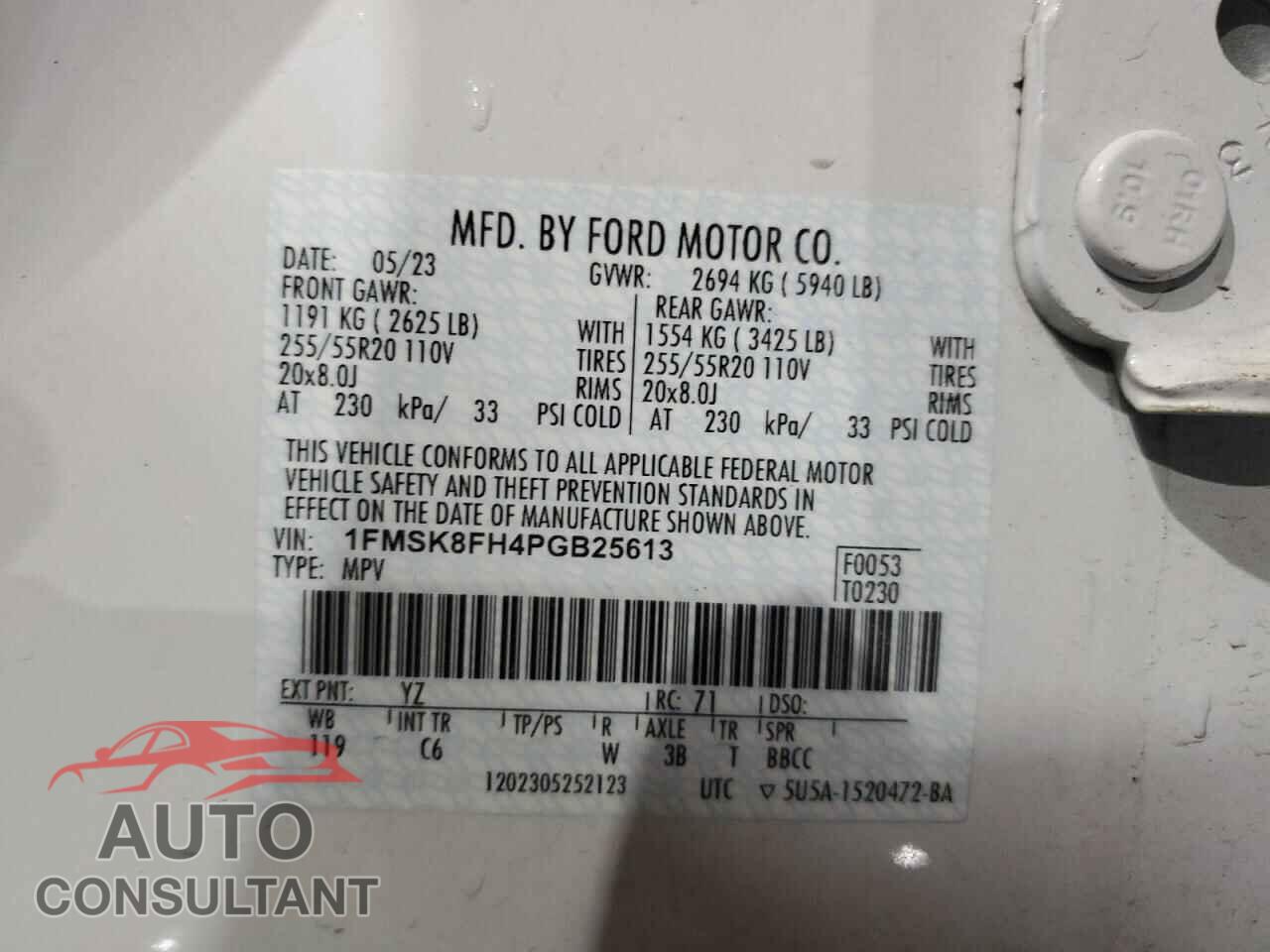 FORD EXPLORER 2023 - 1FMSK8FH4PGB25613