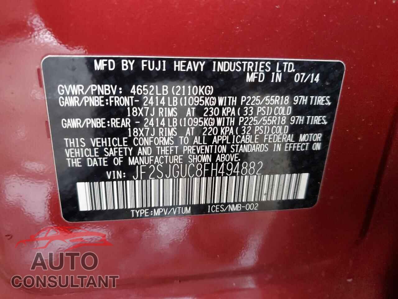 SUBARU FORESTER 2015 - JF2SJGUC8FH494882