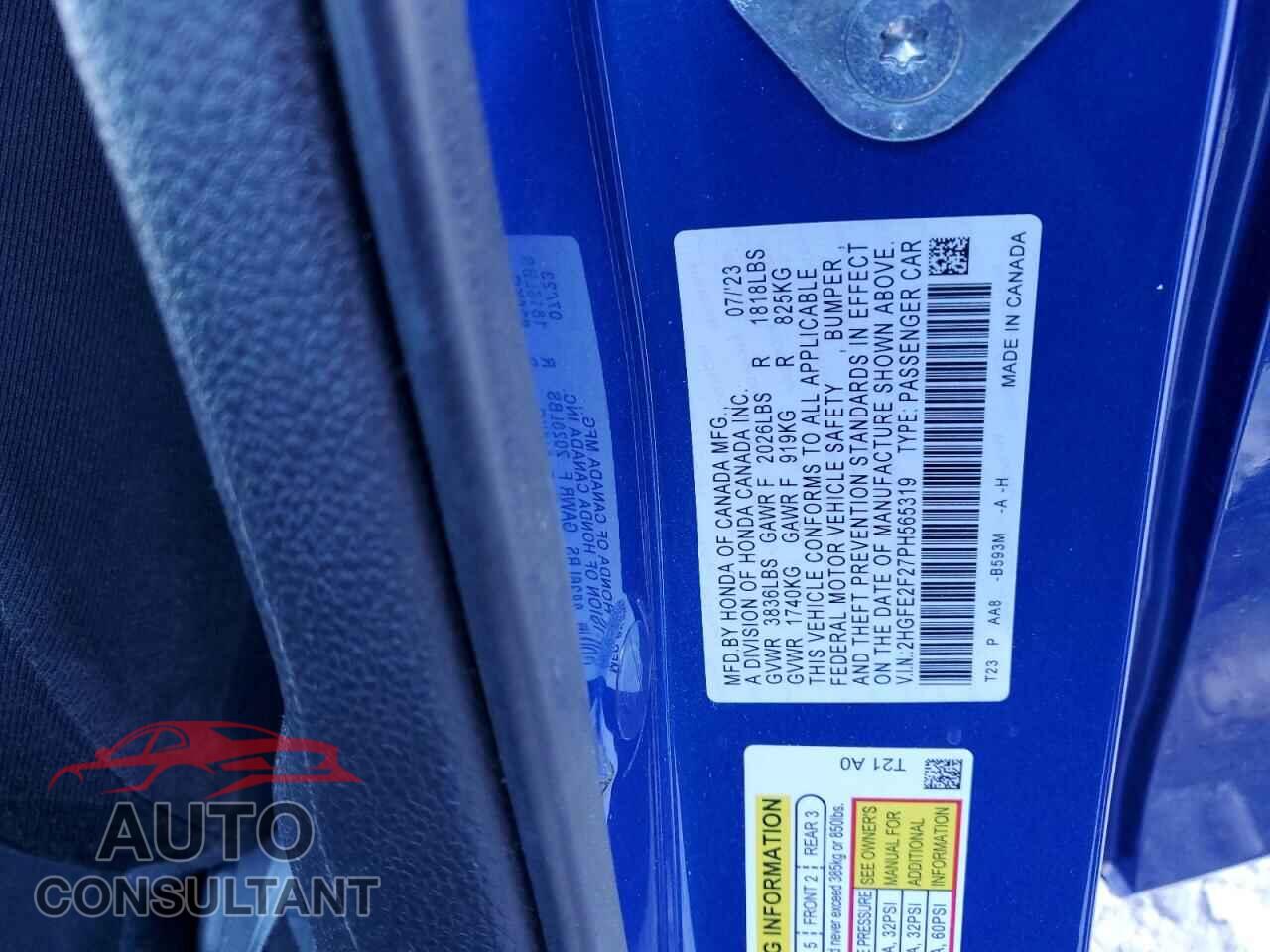 HONDA CIVIC 2023 - 2HGFE2F27PH565319