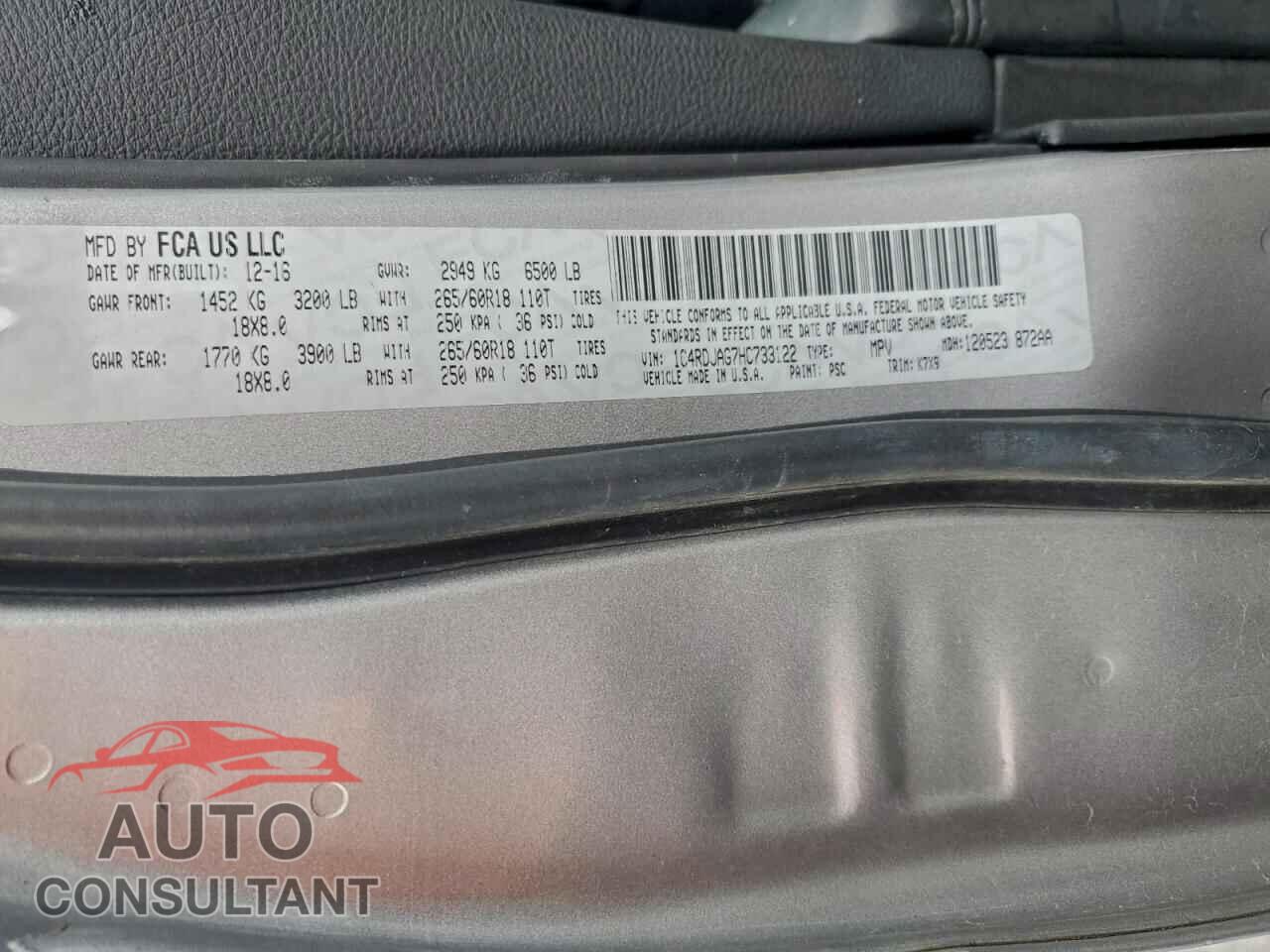 DODGE DURANGO 2017 - 1C4RDJAG7HC733122