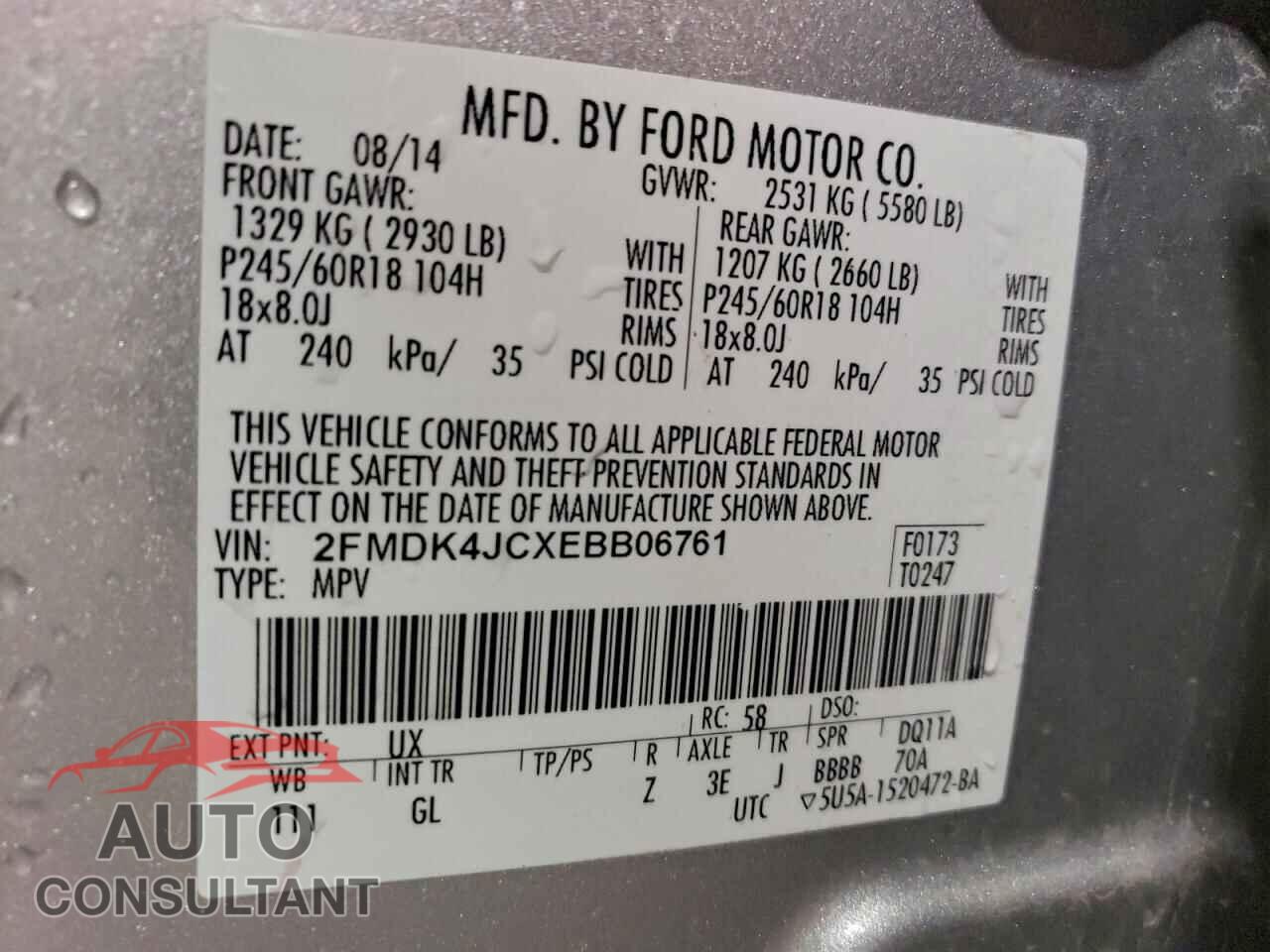 FORD EDGE 2014 - 2FMDK4JCXEBB06761
