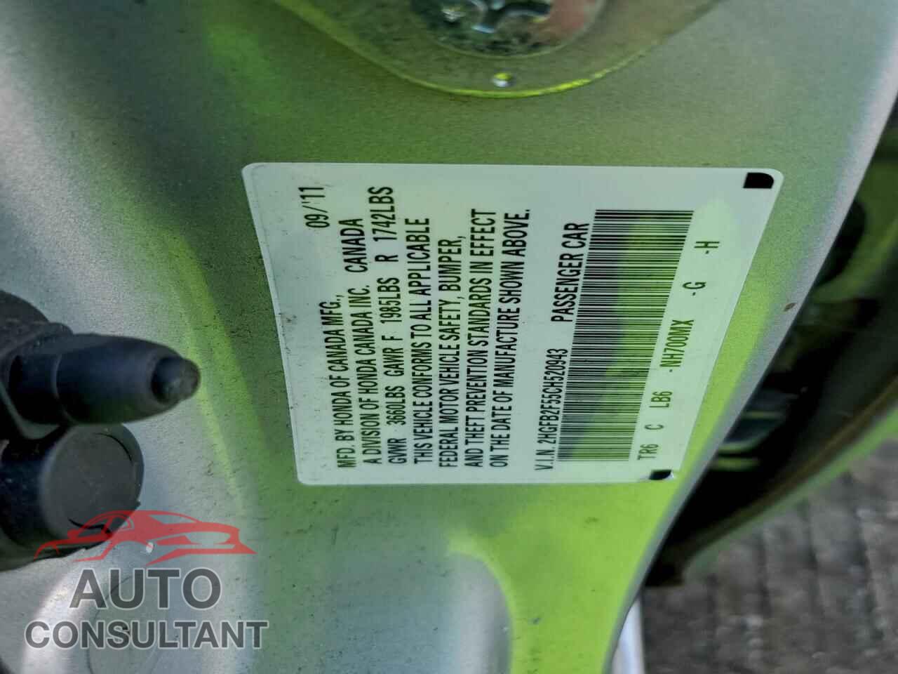 HONDA CIVIC 2012 - 2HGFB2F55CH520943