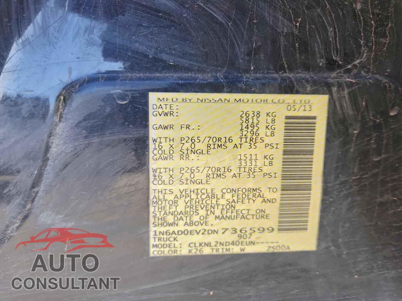 NISSAN FRONTIER 2013 - 1N6AD0EV2DN736599