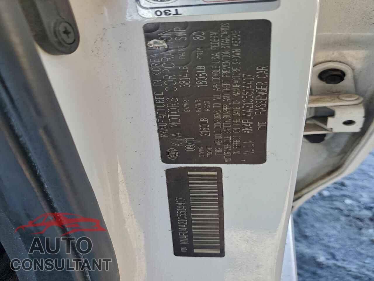 KIA FORTE 2012 - KNAFU4A21C5514417