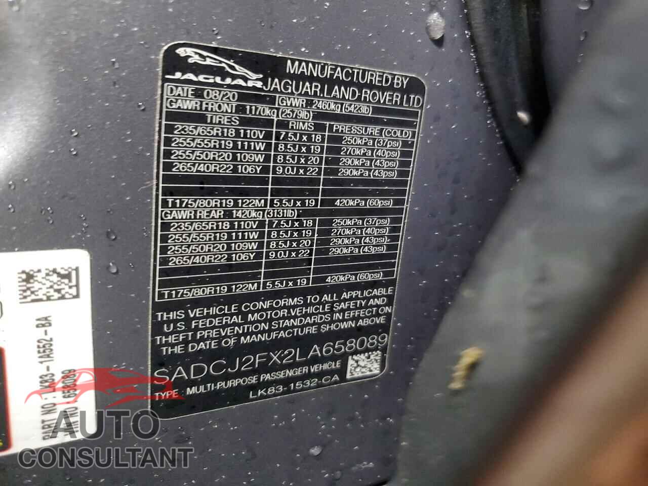 JAGUAR F-PACE 2020 - SADCJ2FX2LA658089