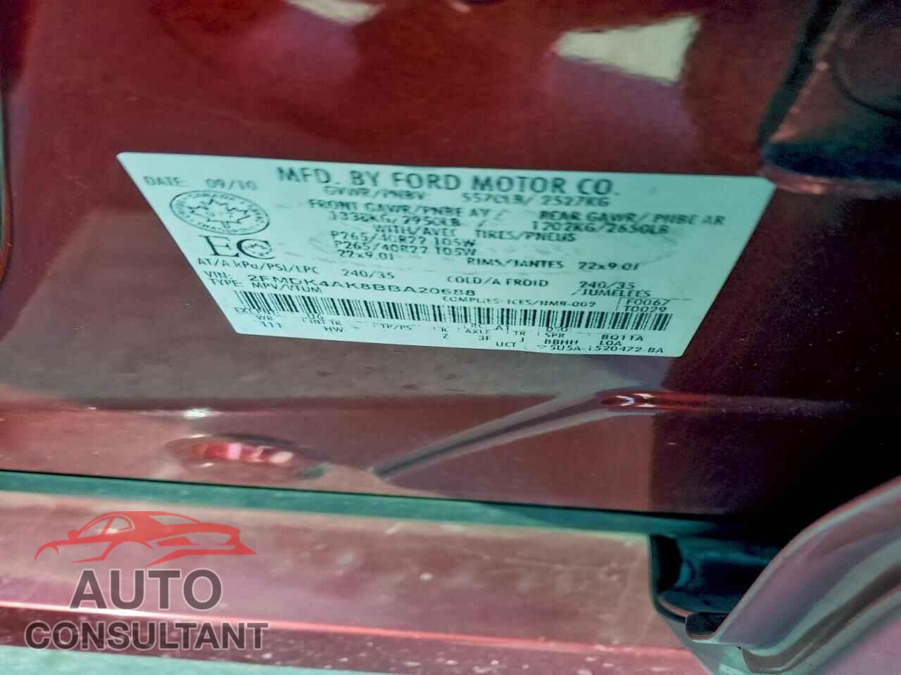 FORD EDGE 2011 - 2FMDK4AK8BBA20688