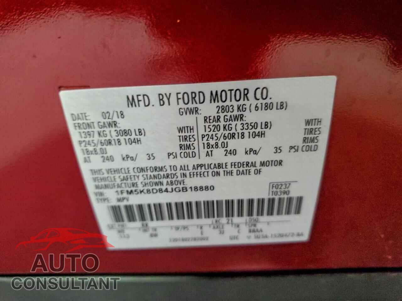 FORD EXPLORER 2018 - 1FM5K8D84JGB18880