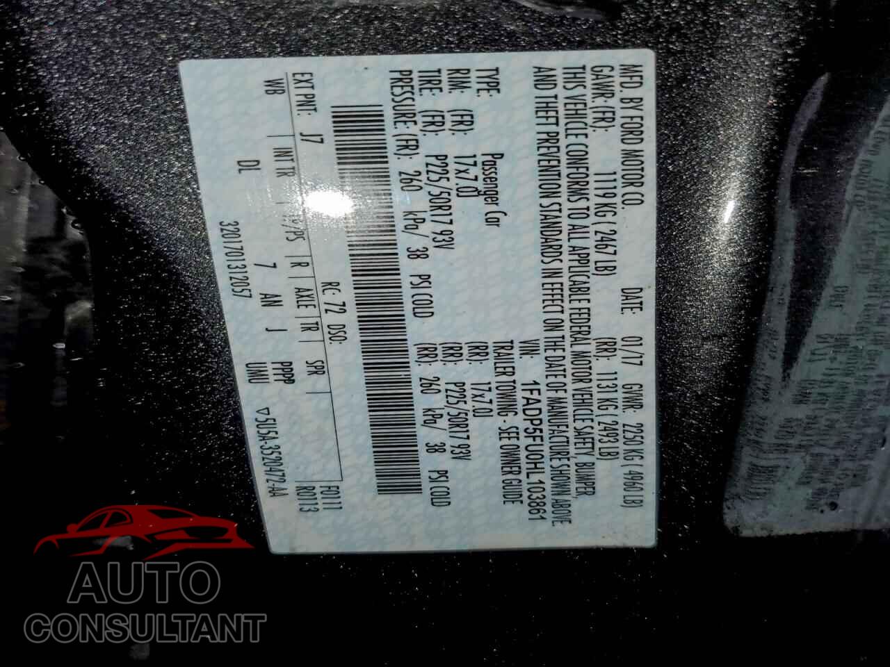FORD CMAX 2017 - 1FADP5FU0HL103861