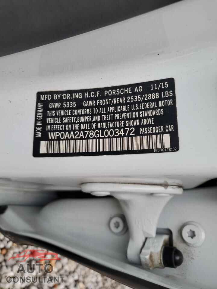 PORSCHE PANAMERA 2016 - WP0AA2A78GL003472