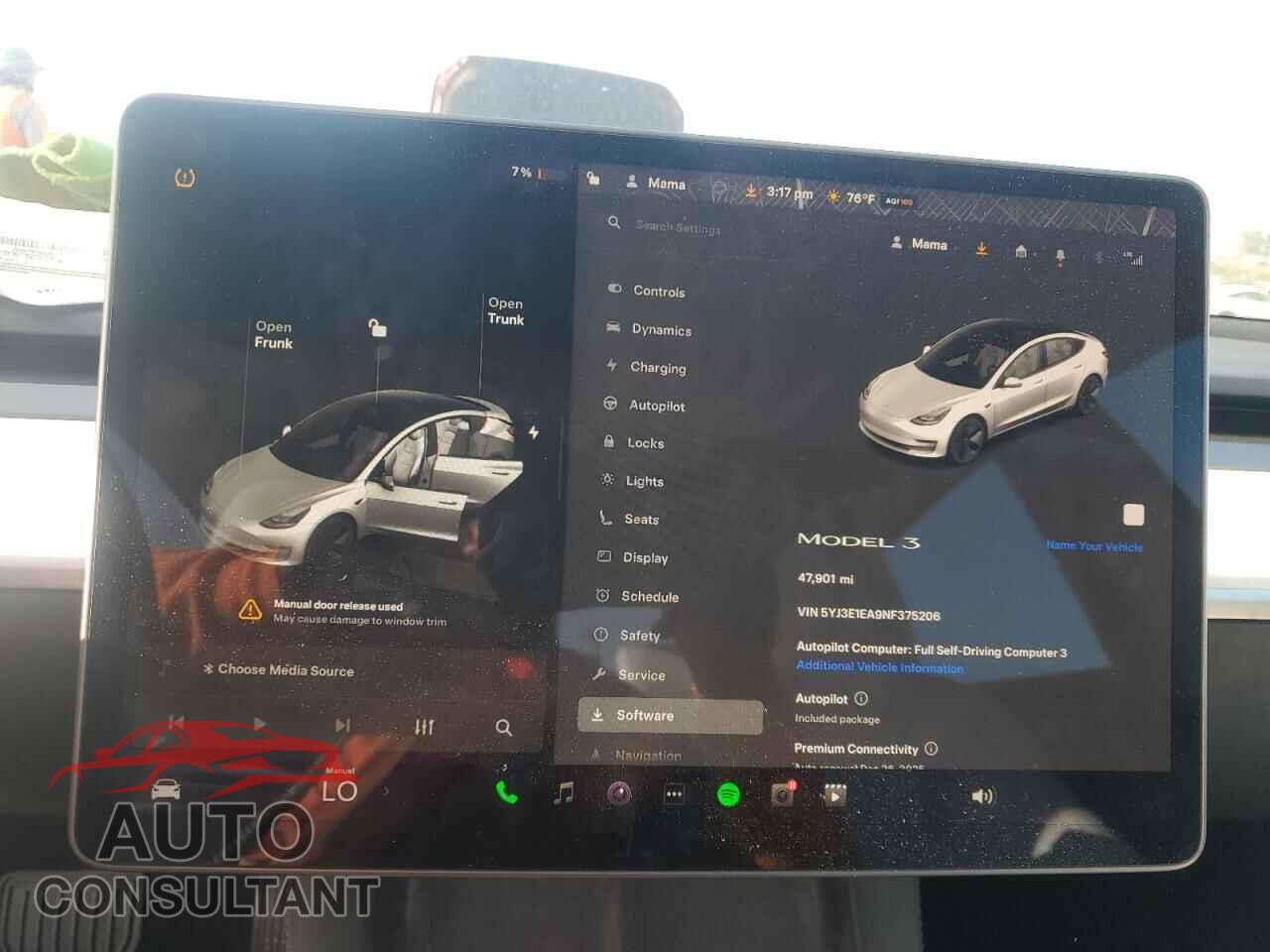 TESLA MODEL 3 2022 - 5YJ3E1EA9NF375206