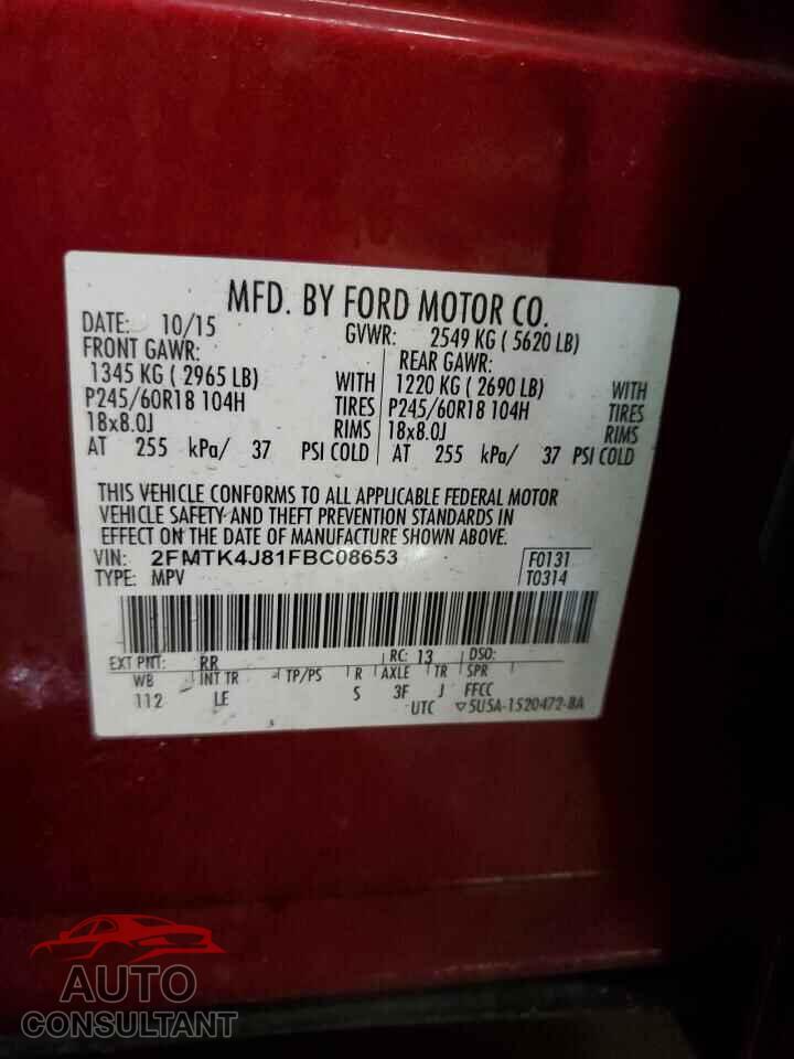 FORD EDGE 2015 - 2FMTK4J81FBC08653
