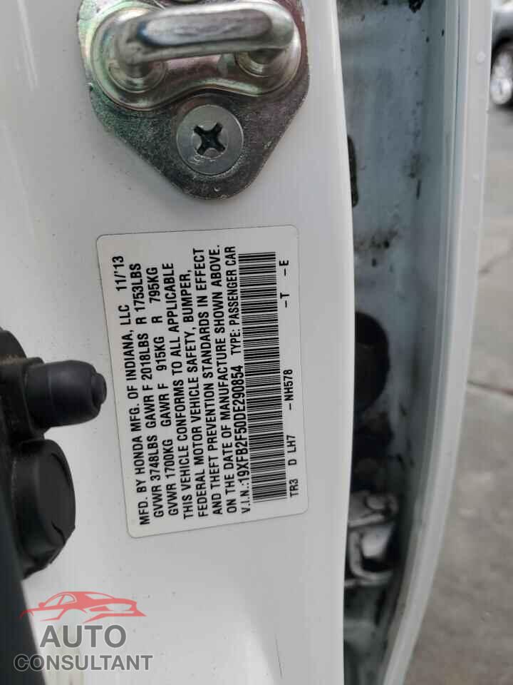 HONDA CIVIC 2013 - 19XFB2F50DE290854