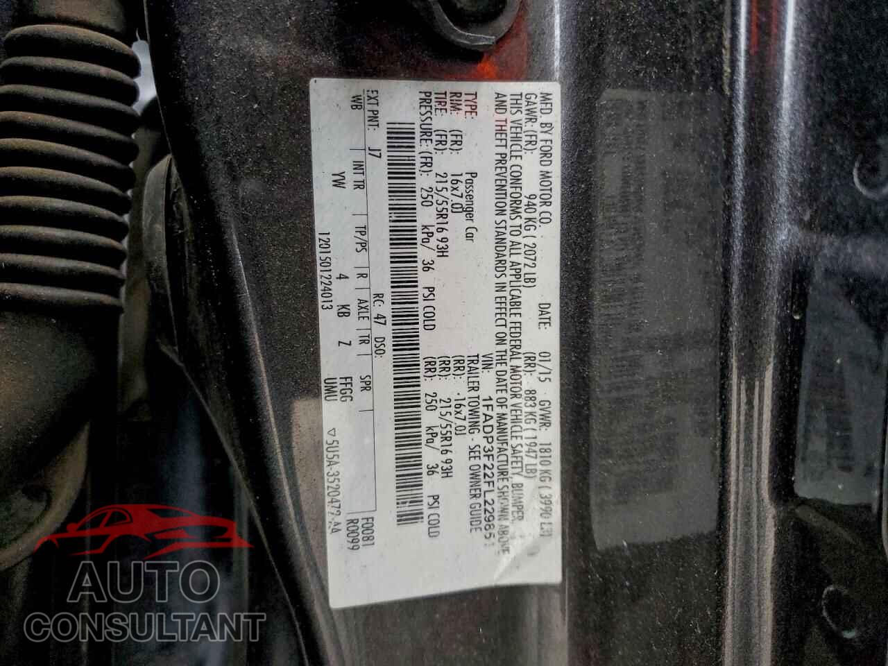 FORD FOCUS 2015 - 1FADP3F22FL229851