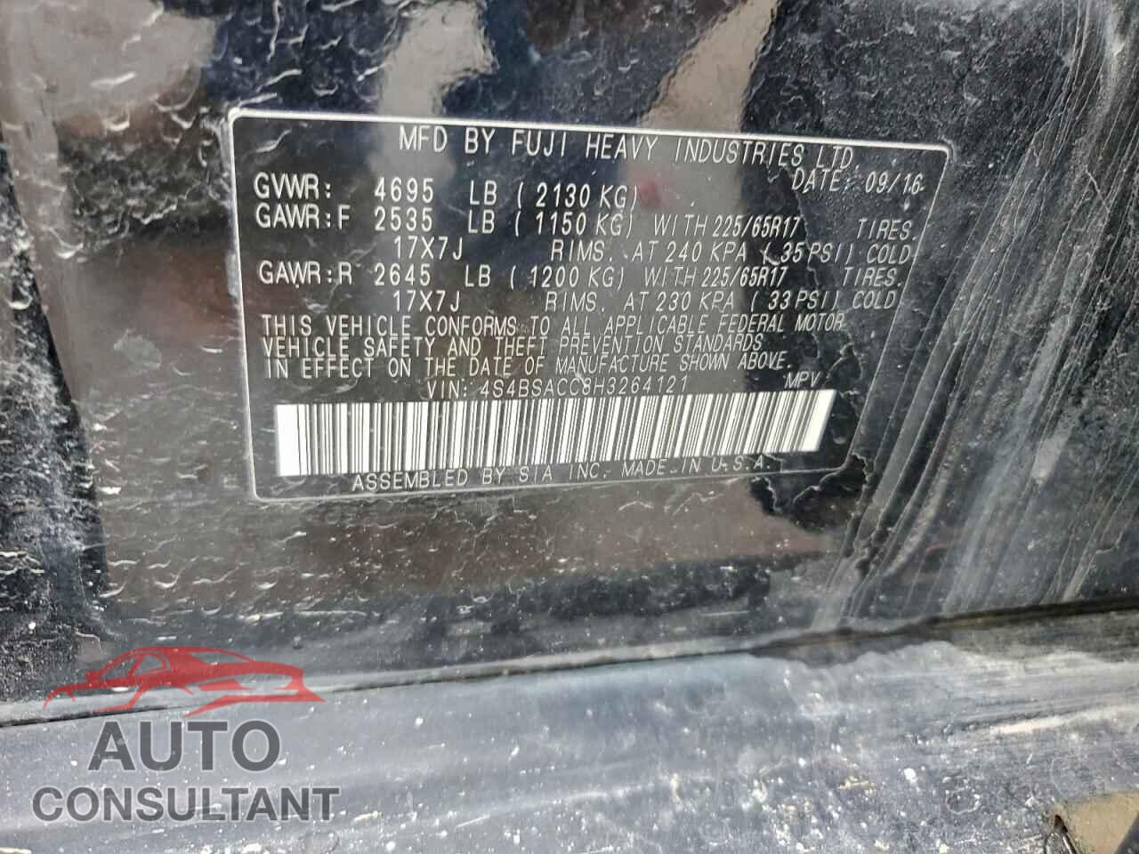 SUBARU OUTBACK 2017 - 4S4BSACC8H3264121