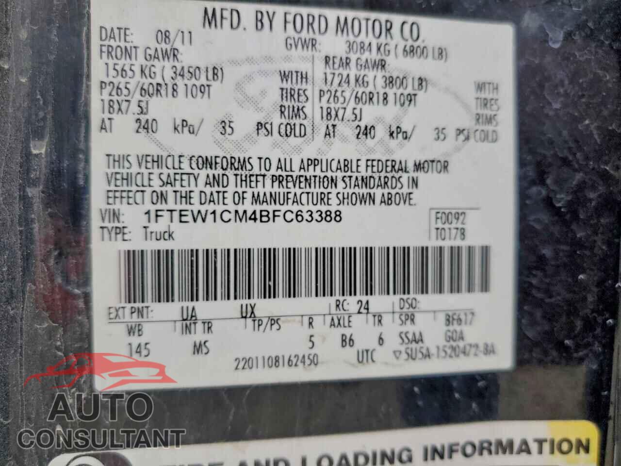 FORD F-150 2011 - 1FTEW1CM4BFC63388