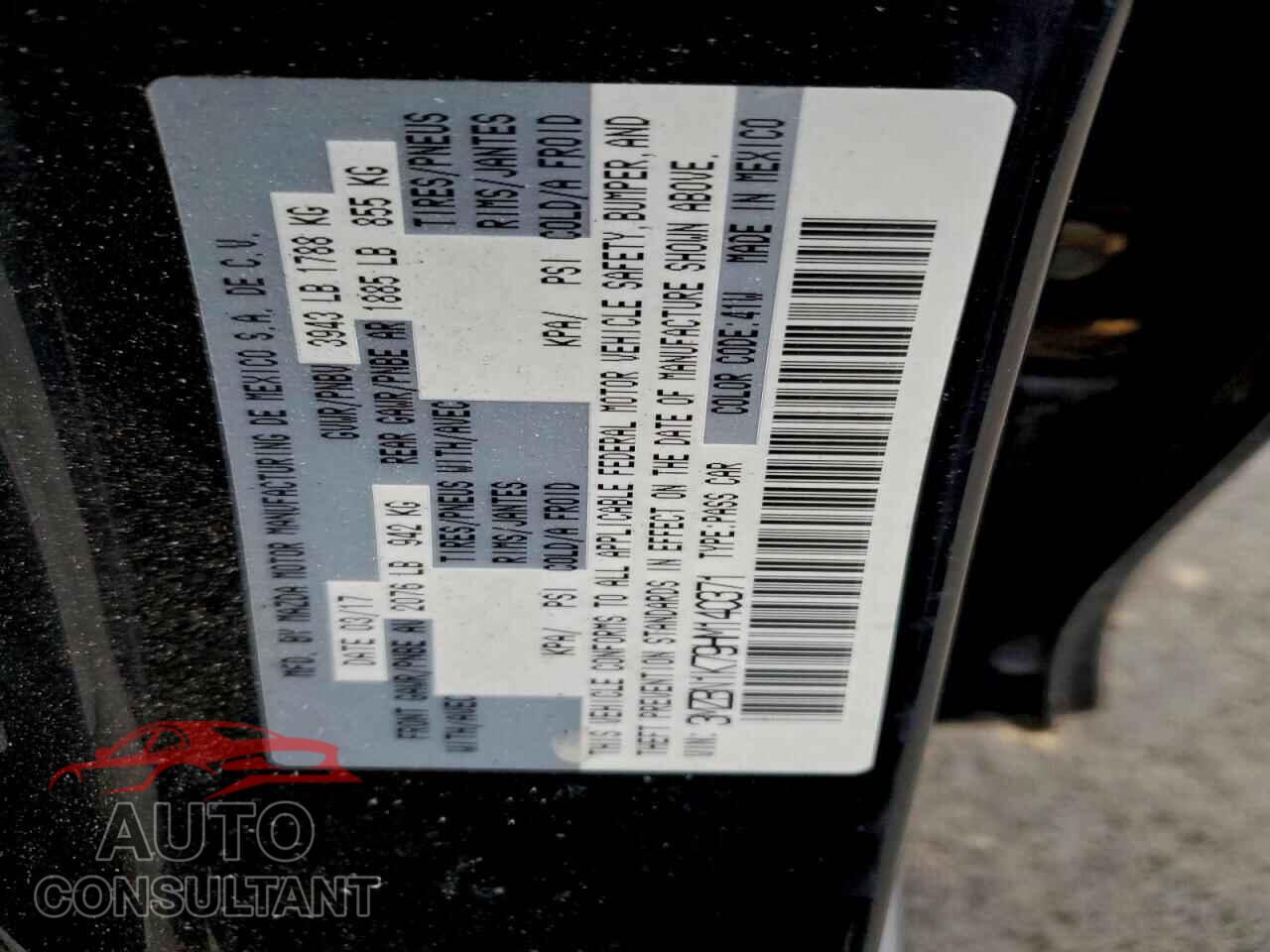 MAZDA 3 2017 - 3MZBN1K79HM140371