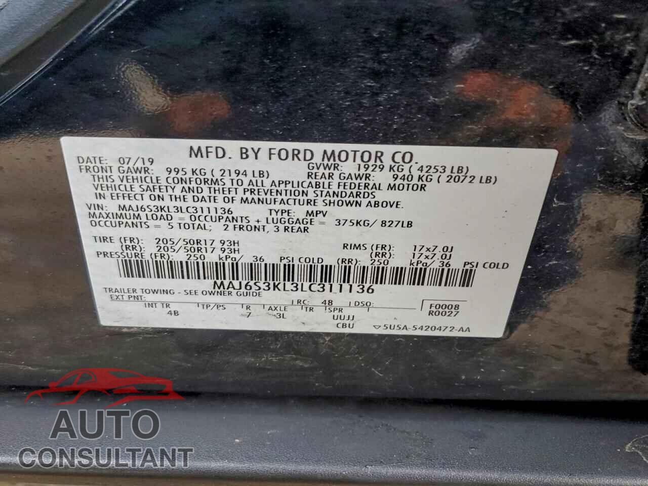 FORD ECOSPORT 2020 - MAJ6S3KL3LC311136