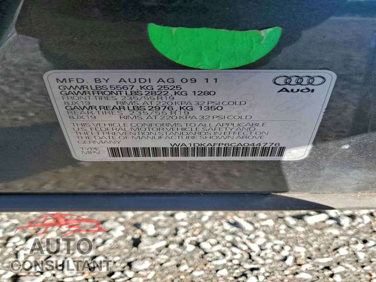 AUDI Q5 2012 - WA1DKAFP6CA044776