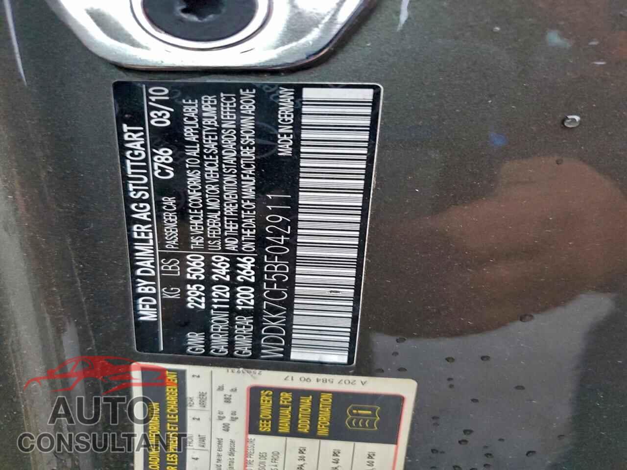 MERCEDES-BENZ E-CLASS 2011 - WDDKK7CF5BF042911