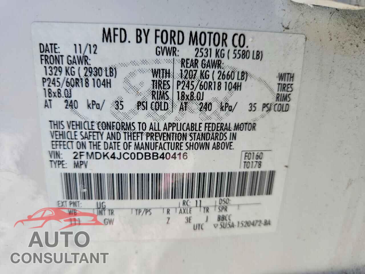 FORD EDGE 2013 - 2FMDK4JC0DBB40416
