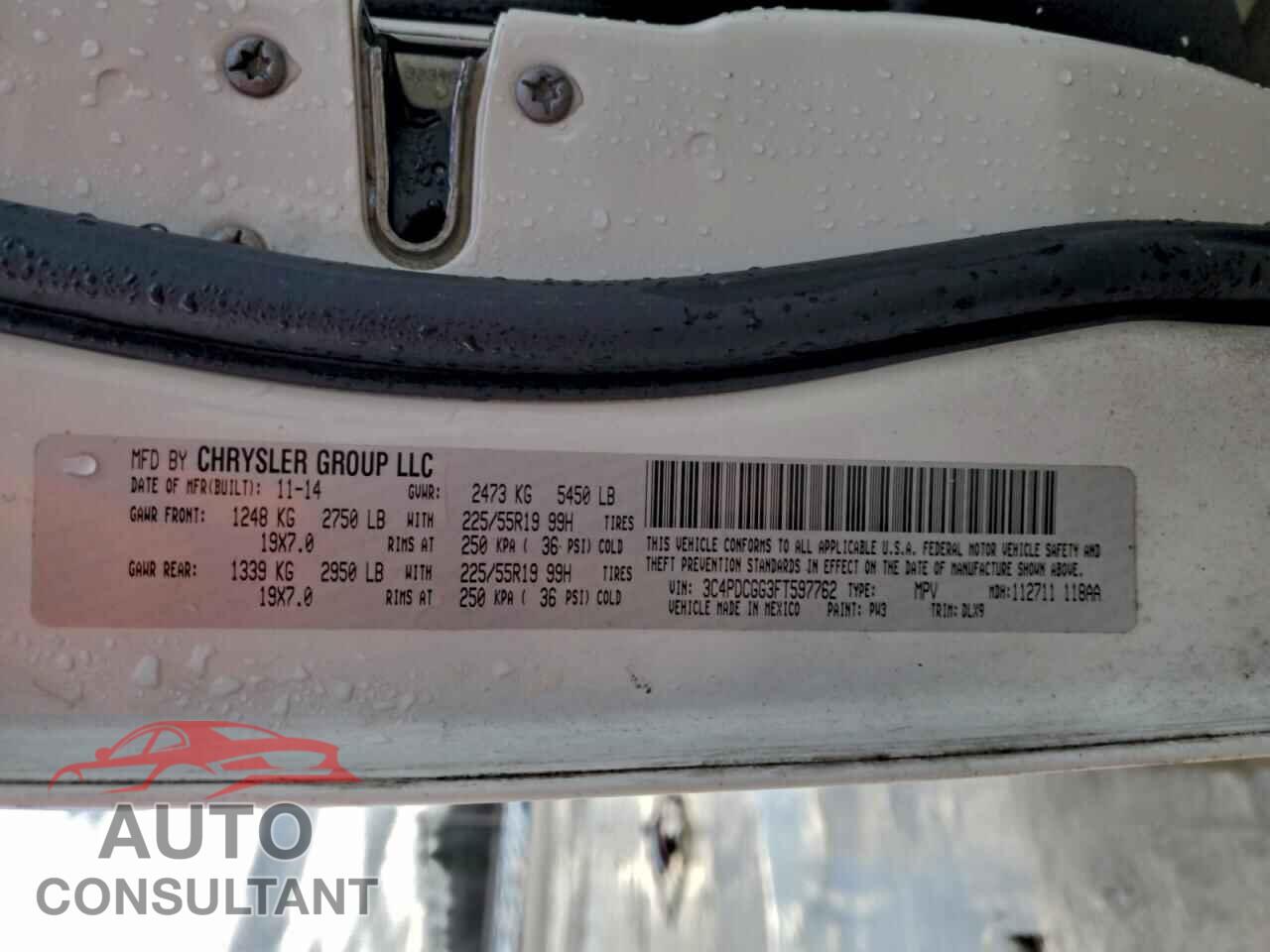 DODGE JOURNEY 2015 - 3C4PDCGG3FT597762