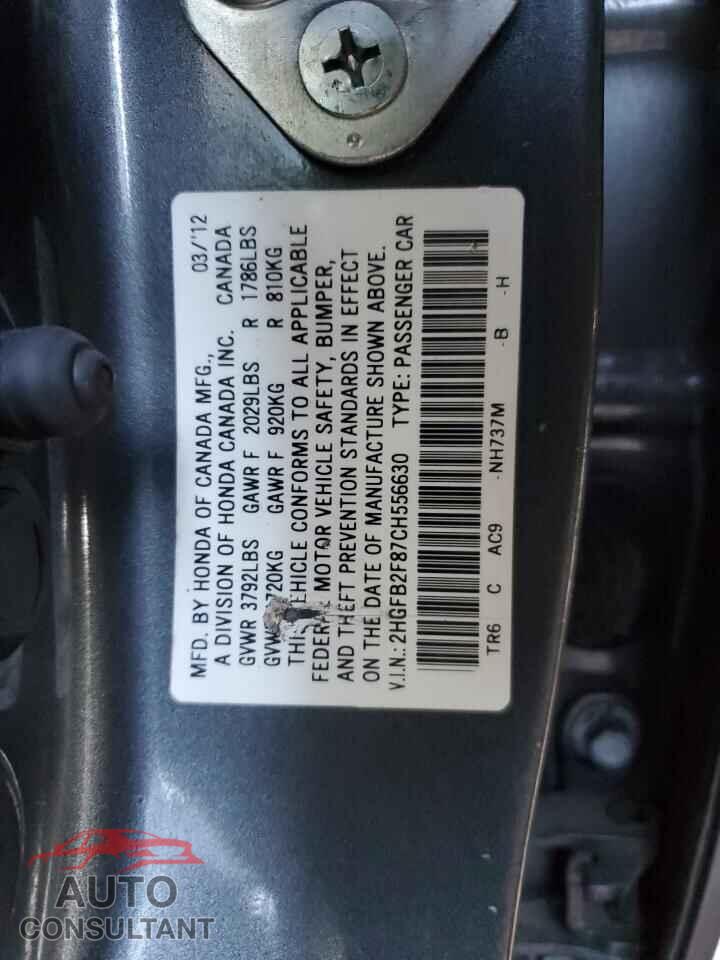 HONDA CIVIC 2012 - 2HGFB2F87CH556630