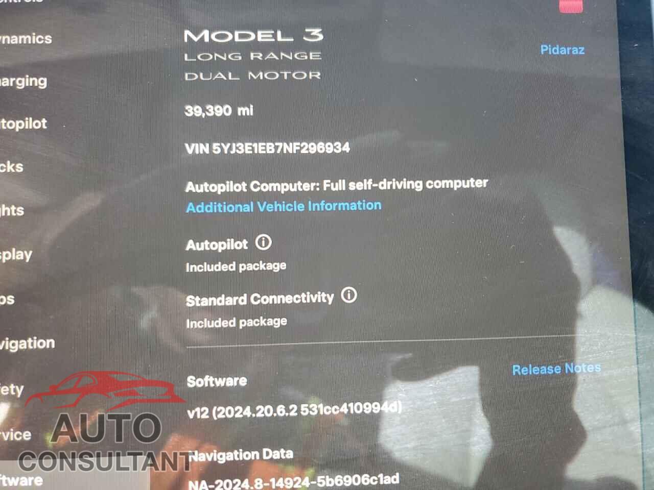 TESLA MODEL 3 2022 - 5YJ3E1EB7NF296934
