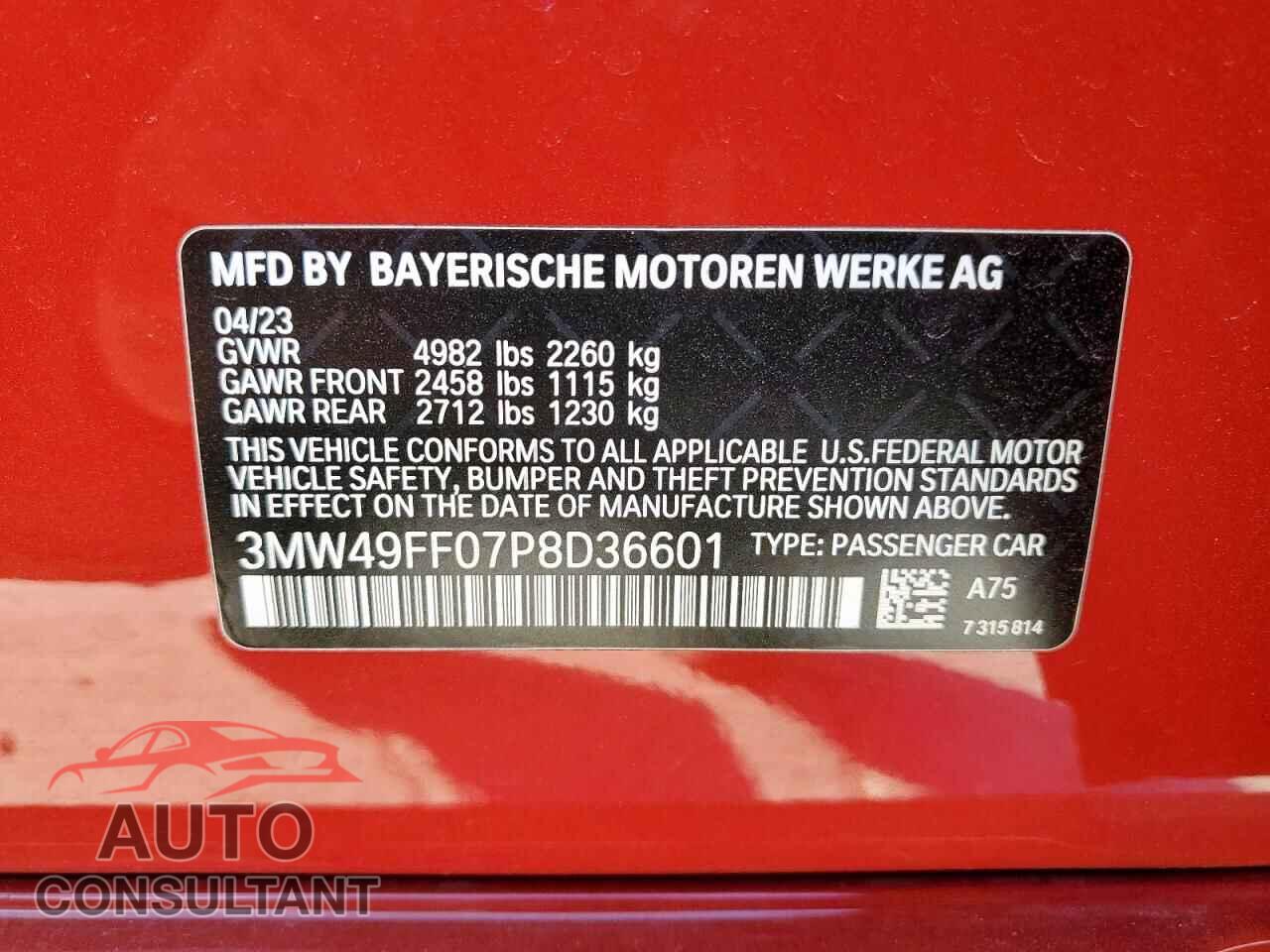 BMW M3 2023 - 3MW49FF07P8D36601