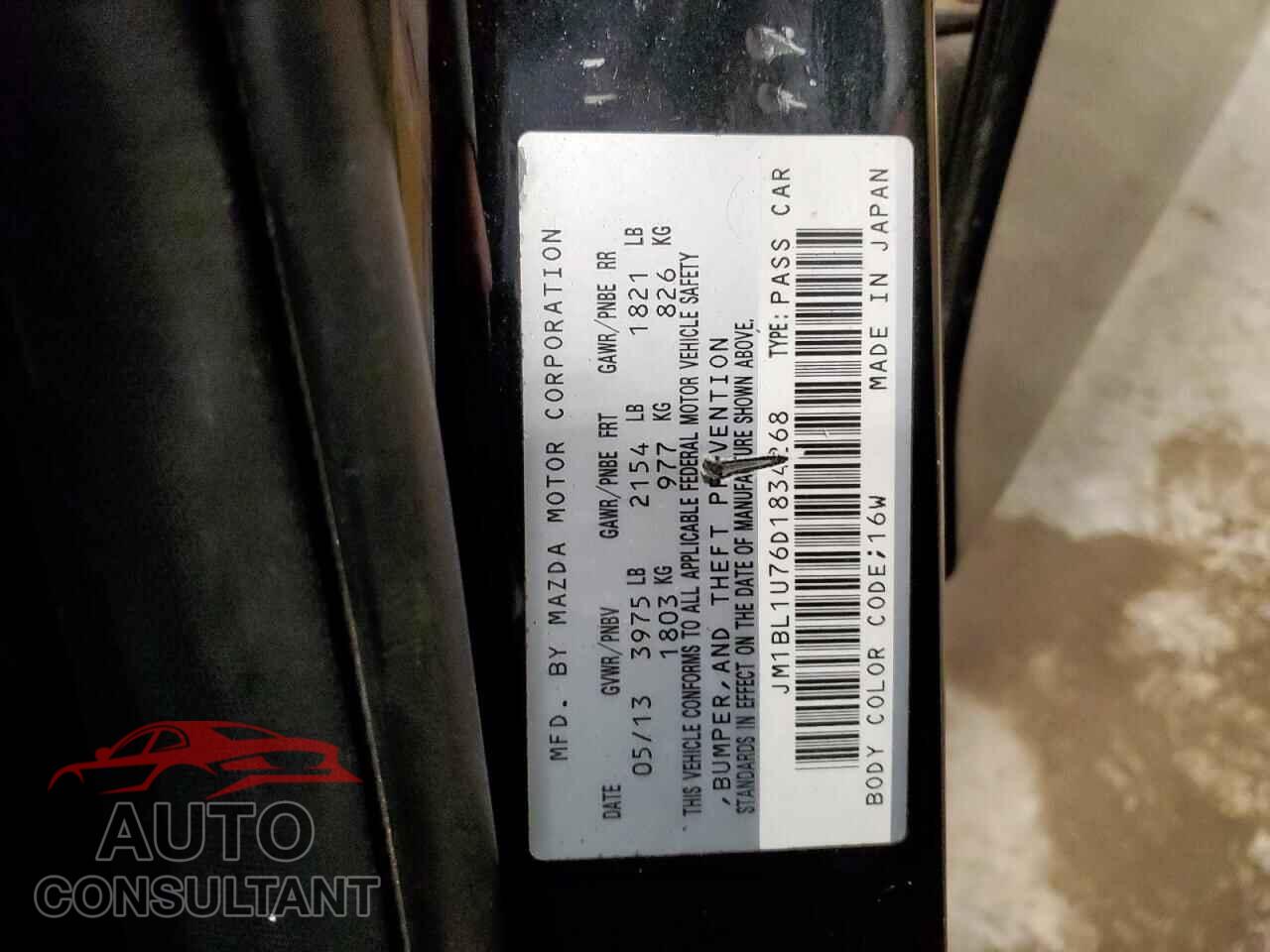 MAZDA 3 2013 - JM1BL1U76D1834268