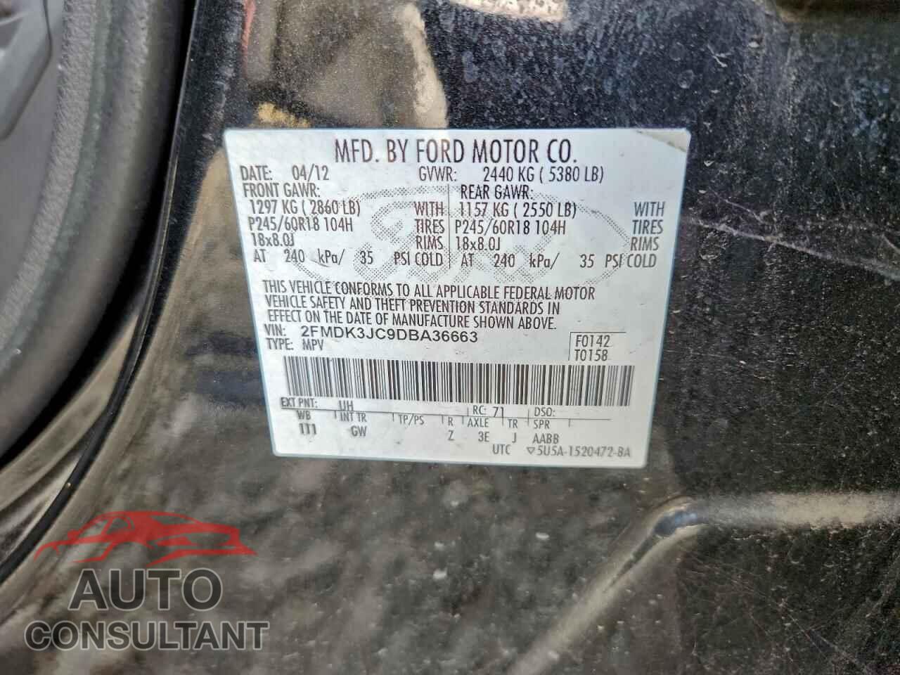 FORD EDGE 2013 - 2FMDK3JC9DBA36663
